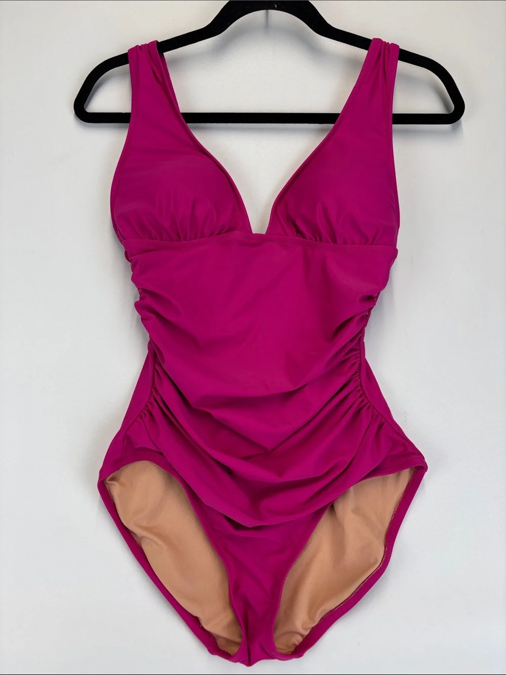 J CREW V-Neck Ruched One Piece SwimSuit Pink Size 6